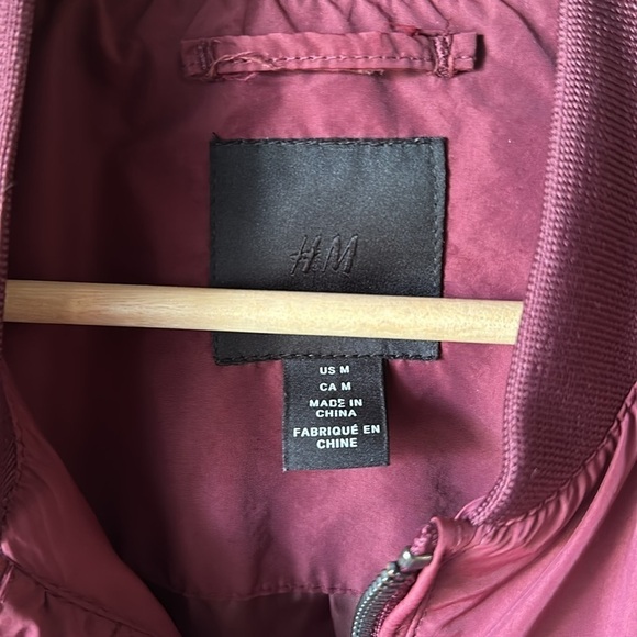 H&M Burgundy Long Sleeve Men’s Bomber Jacket - Picture 4 of 8